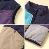 Boys Navy Blue Colorblocked Sleeveless Jacket Coats & Jackets