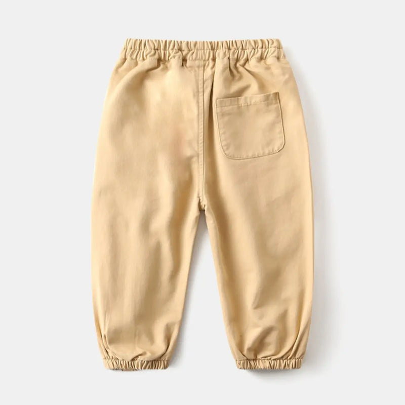 Boys Beige Joggers Pant With Elasticated Waistband Pants