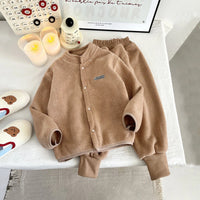 Girls Brown Fleece Jacket With Jogger Co-ord Sets Sets
