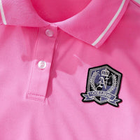 Girls Dark Pink Puff Sleeve Polo Top & Skirt Co-ord Set Sets