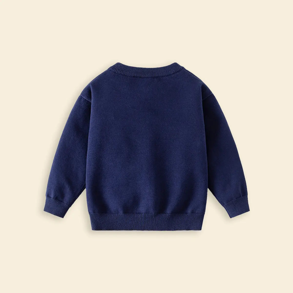 Girls Navy Blue Bear Face Embroidered Button Down Knitted Cardigan Sweaters & Cardigans