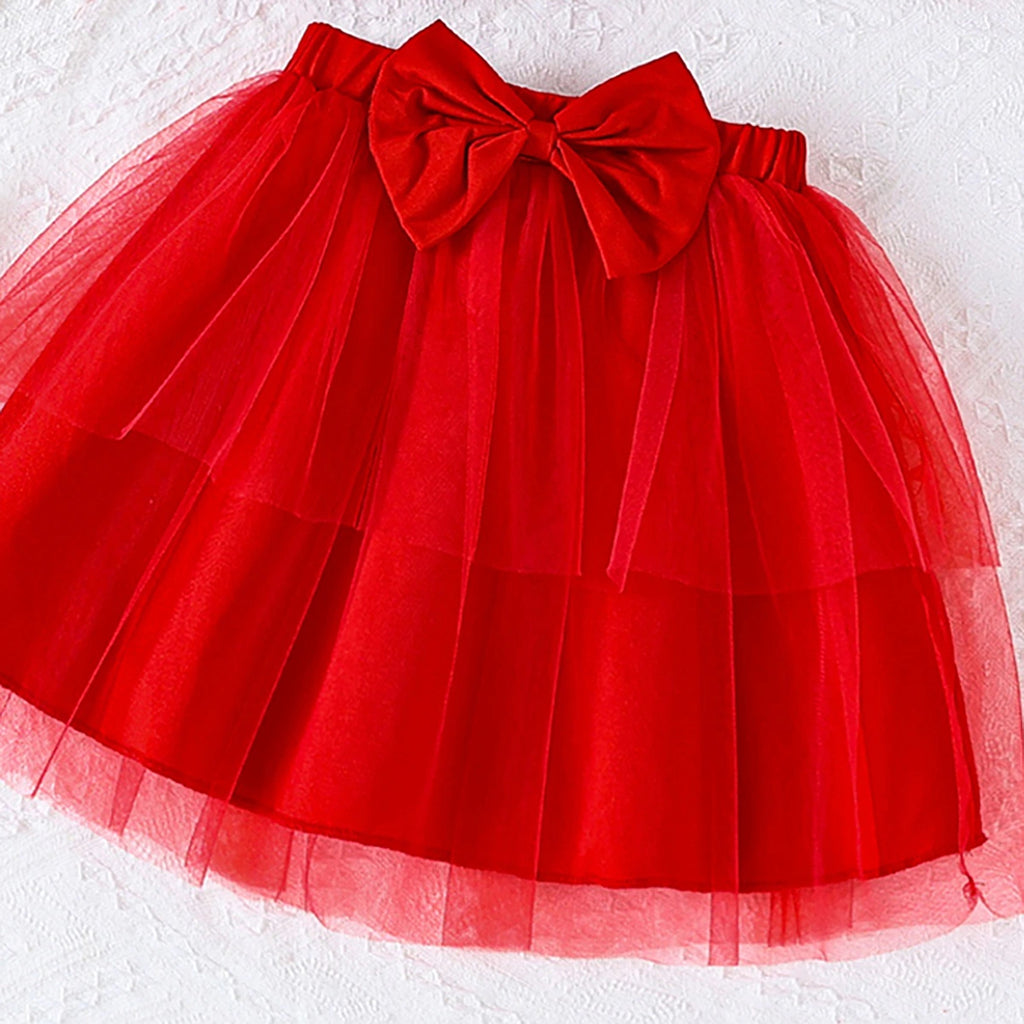 Girls Red Rose Applique Sleeveless Top With Elasticated Skirt Sets 2 pc. Sets