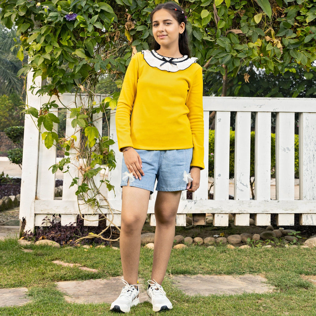 Girls Tshirt Woven Collar Tshirts Yellow 4-5 Y 