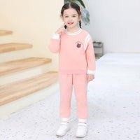 Girls Pink Motif Print Sweatshirt with Joggers Set Sets Pink 3 - 4 Y