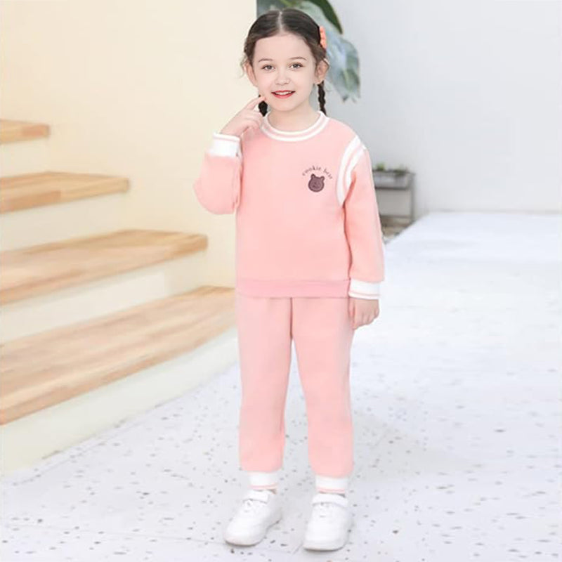 Girls Pink Motif Print Sweatshirt with Joggers Set Sets Pink 3 - 4 Y