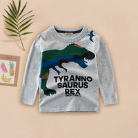 Boys Grey Melange Full Sleeves Dinosaur Print T-shirt T-Shirt Grey 3 - 4 Y