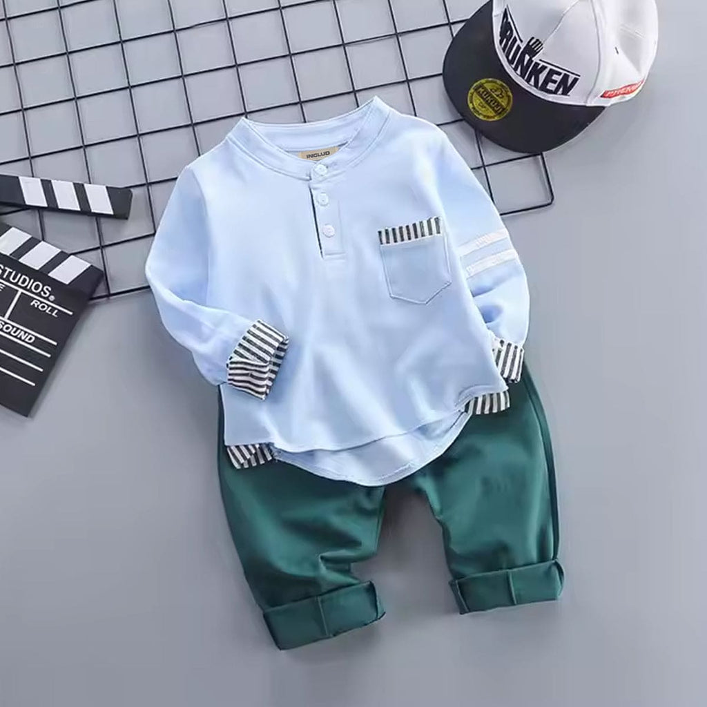 Boys Light Blue Shirt with Pant Set Sets Light Blue 1-2 Y