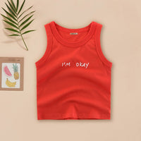 Boys Printed Sleeveless Casual Tee T-Shirt Red 2 - 3 Y