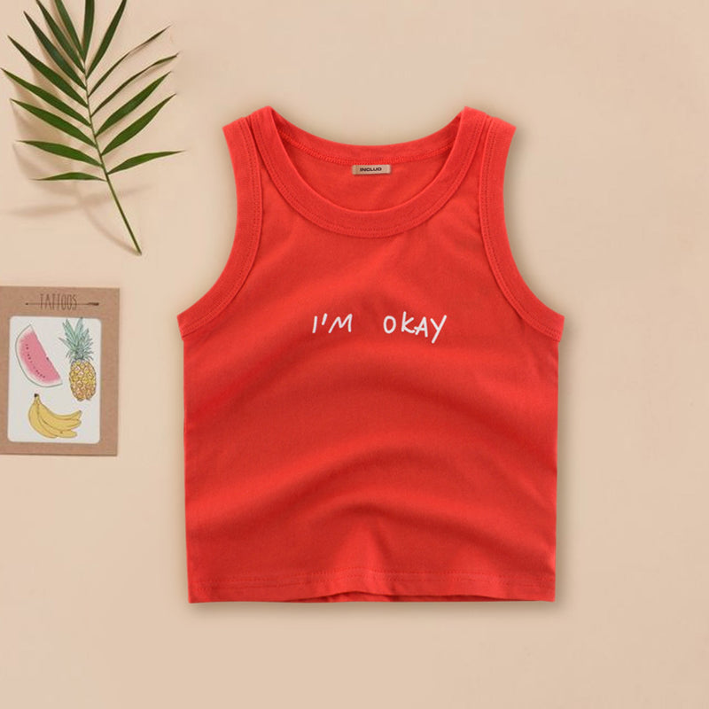 Boys Printed Sleeveless Casual Tee T-Shirt Red 2 - 3 Y