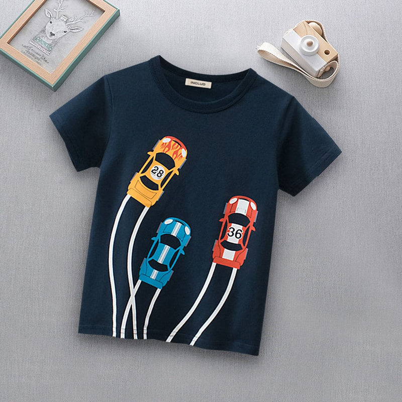 Short Sleeve Tshirt With Car print Tshirts Navy 1-2 Y 