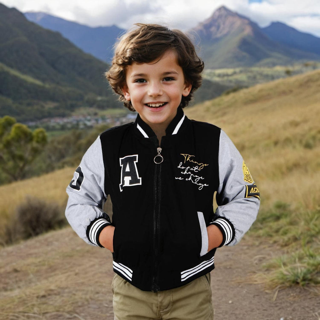 Boys Black Varsity Jacket Coats & Jackets Black 1-2 Y 