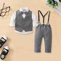 Boys Shirt with Textured Suspender Trousers & Waistcoat Set 3 pc. Sets Gray 1-2 Y 