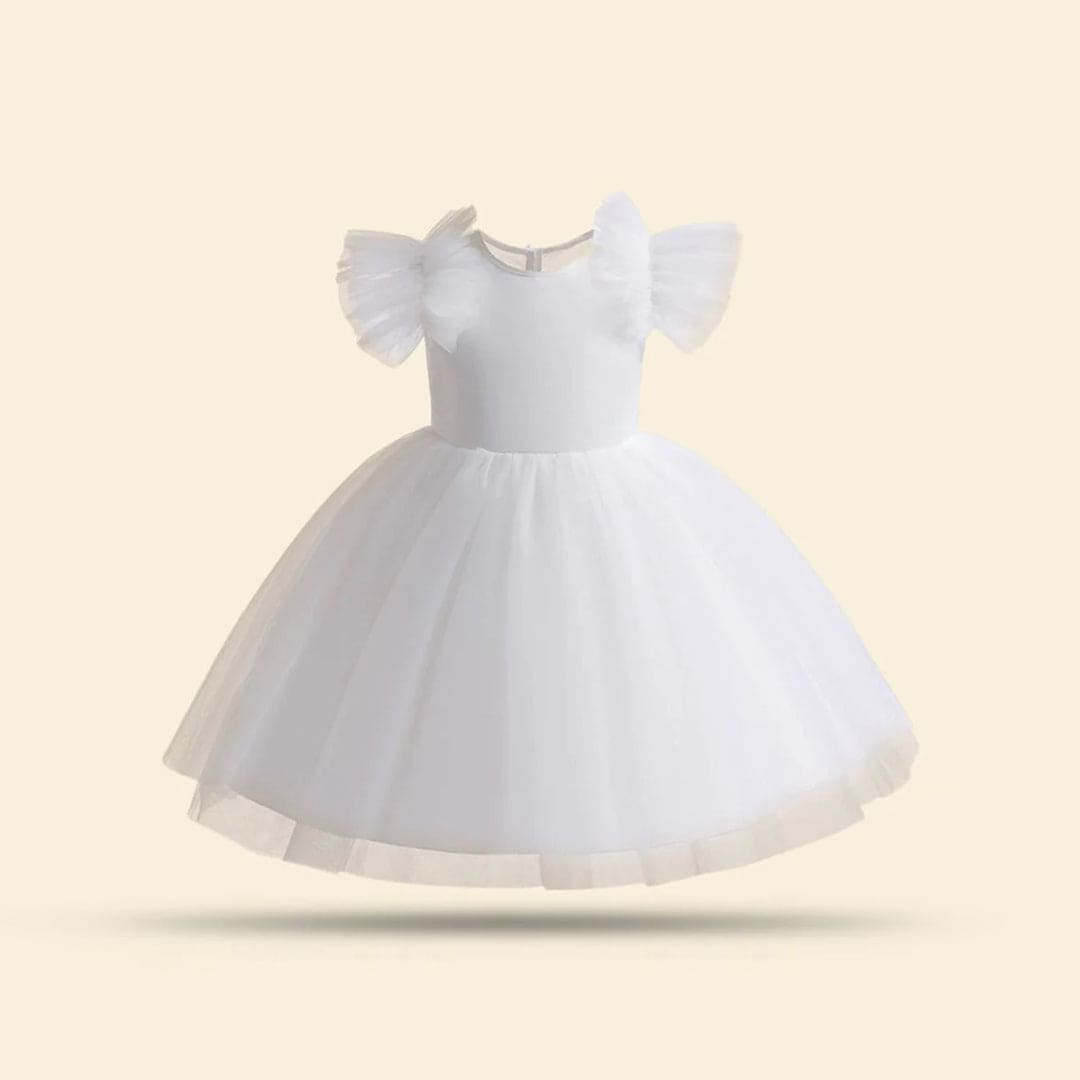Girls Solid Tulle Party Dress Party Dresses White 1-2 Y 