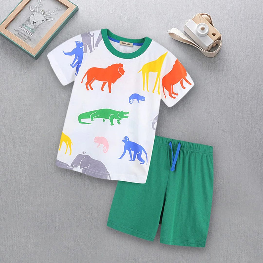 Boys Dinosaur Print T-shirt &  Shorts Set