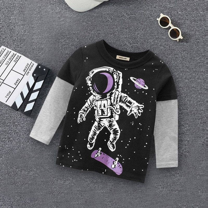 Space Print Tshirt Tshirts Black 1-2 Y 
