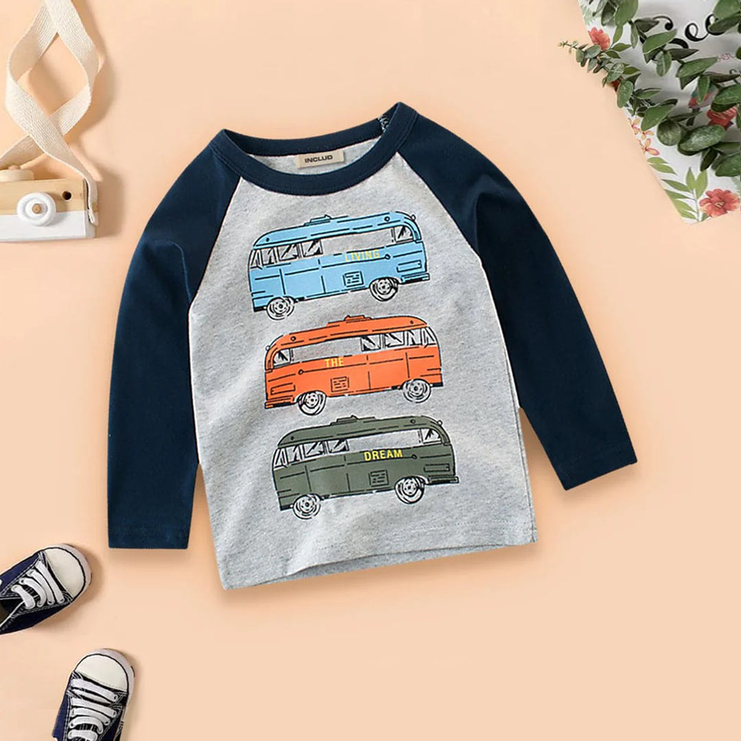 Bus Print Tshirt Tshirts Grey 1-2 Y 