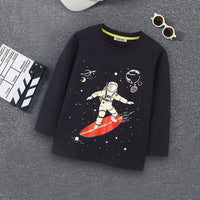 Boys Astronaut Print T-shirt Tshirts Black 1-2 Y 