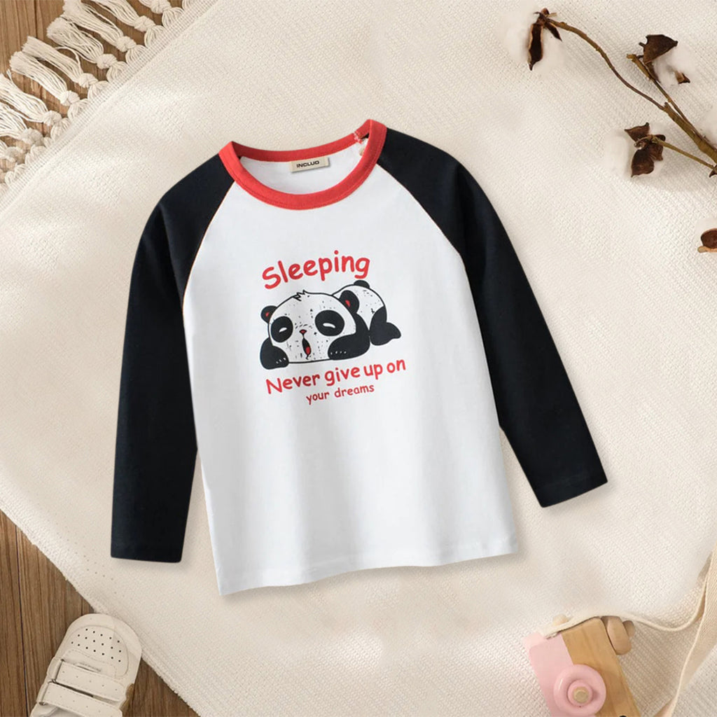 Boys Panda Print Full Sleeves T-shirt