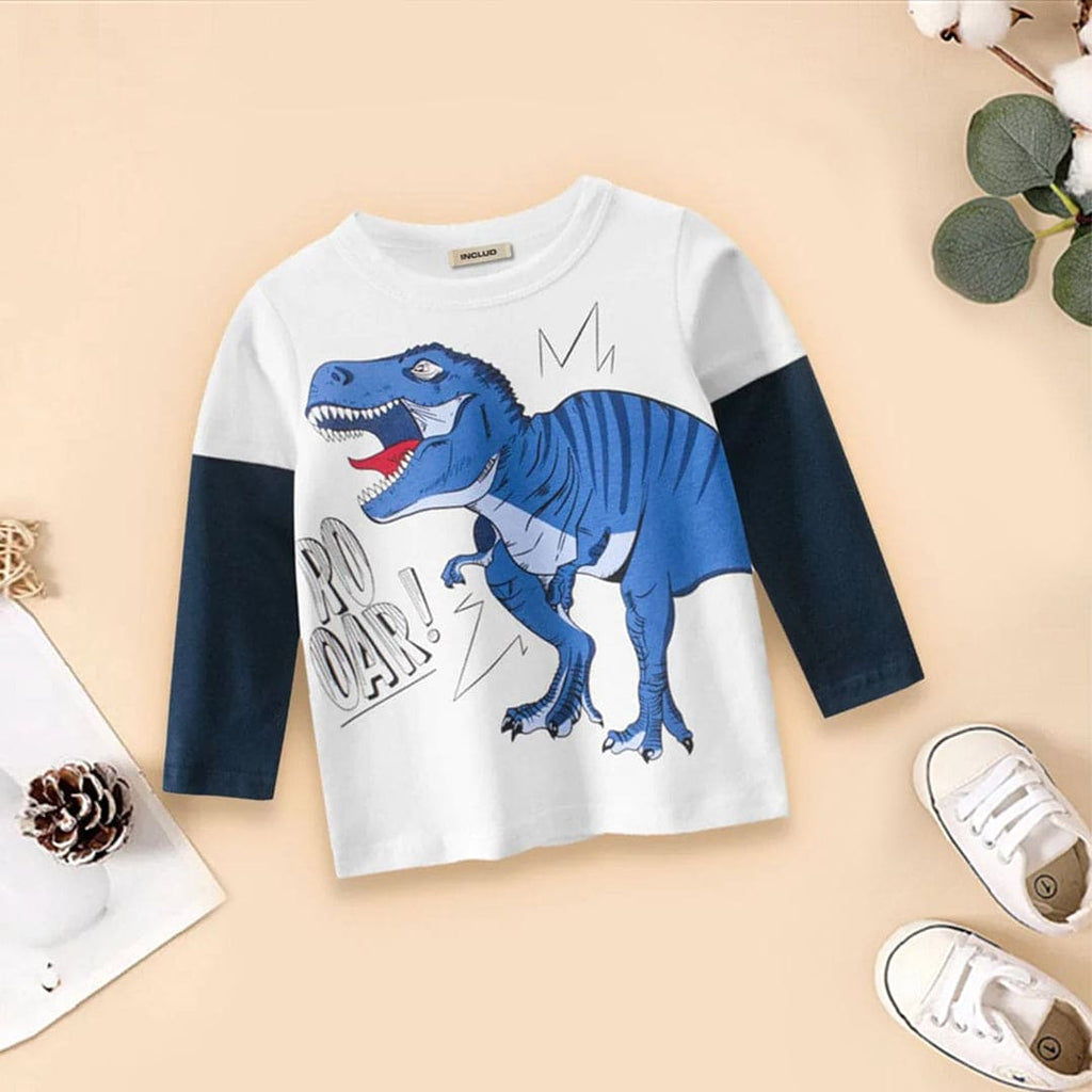 Boys Dinosaur Printed Full Sleeves T-shirt
