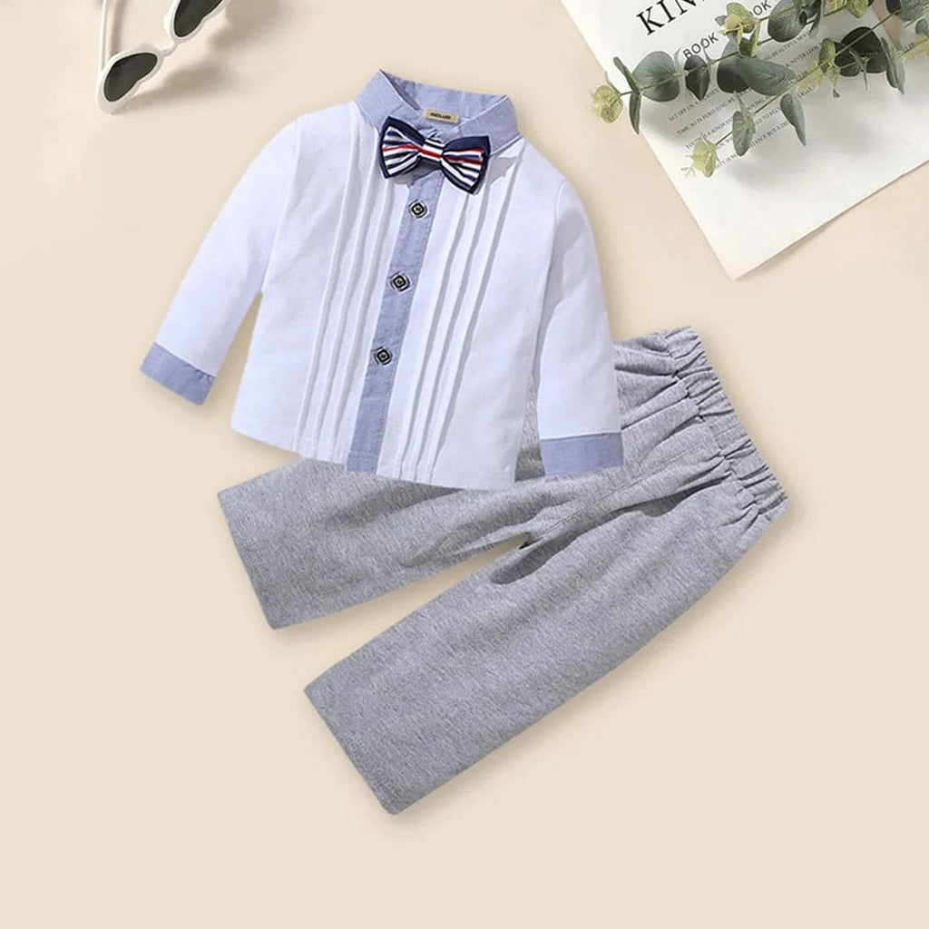 Boys Pintuck Shirt with Trousers Set
