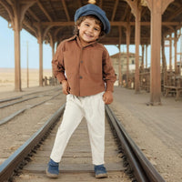 Boys Over Sized Corduroy Shirt with Pant Set(Copy) Sets Brown 1-2 Y
