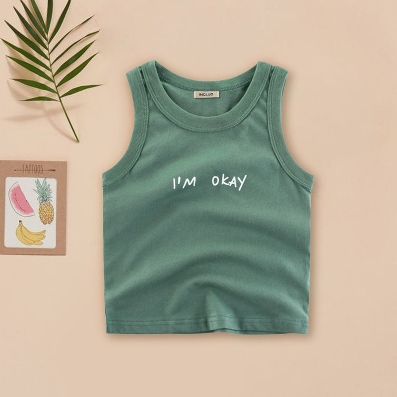Boys Printed Sleeveless Casual Tee T-Shirt Green 2 - 3 Y