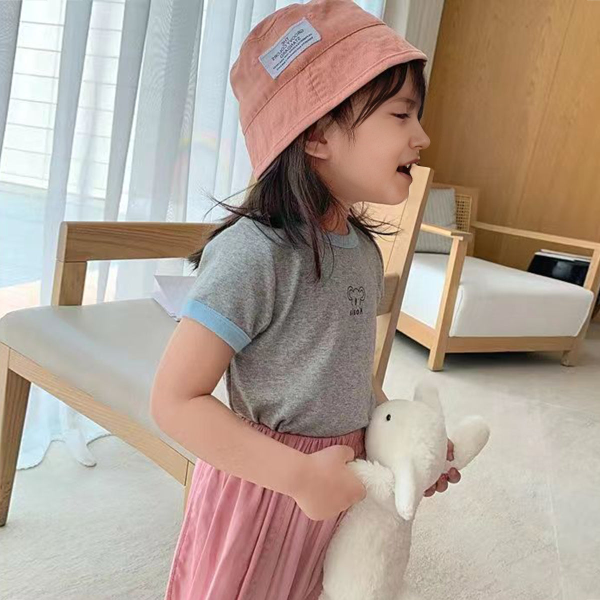 Girls Motif Printed Short Sleeves Casual Tee Tops & T-Shirts