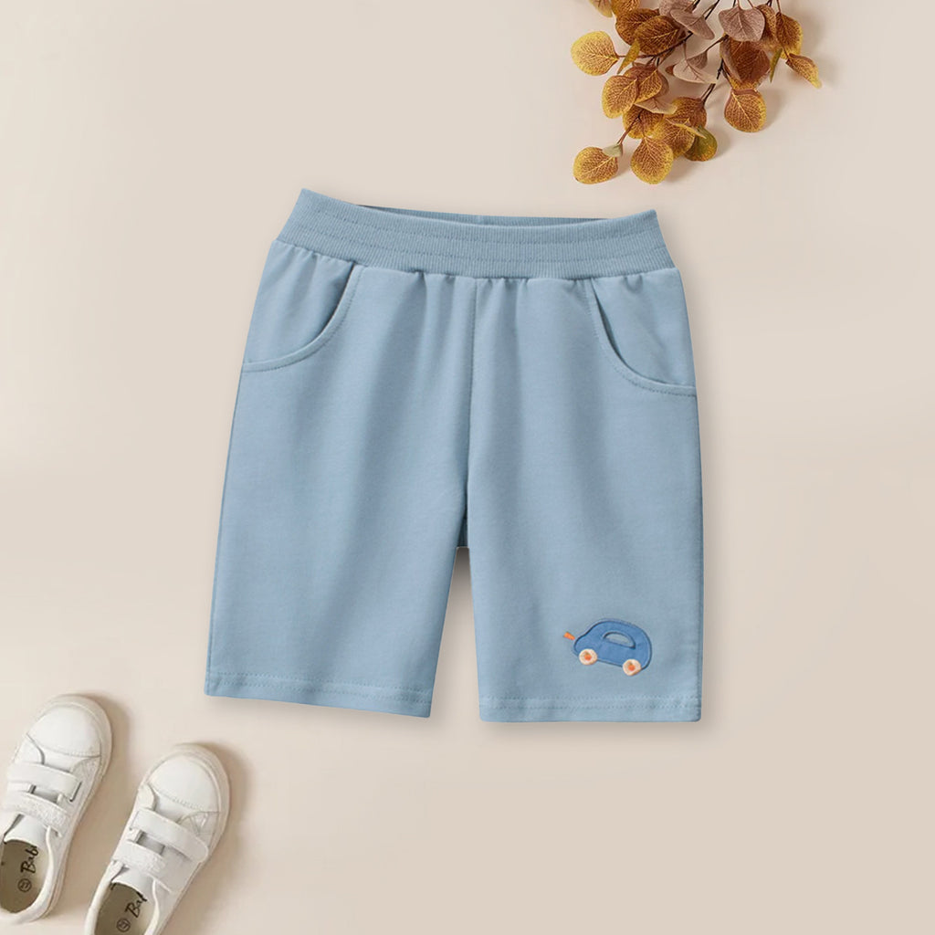 Boys Elasticated Shorts With Applique Embroidery