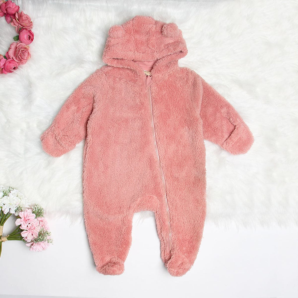 Boys Pink Long Leg Hooded Romper Romper Pink 9 - 12 M