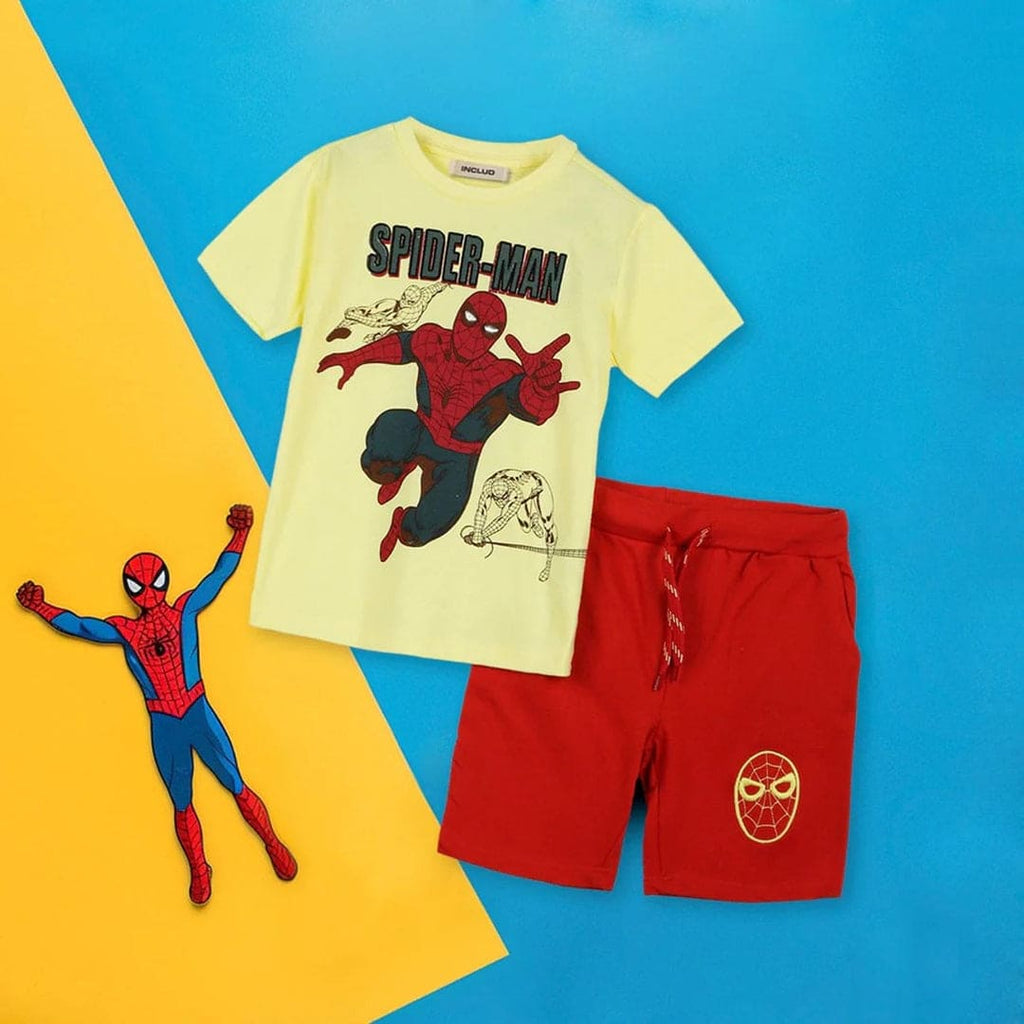 Boys Spiderman Graphic T-Shirt With Shorts