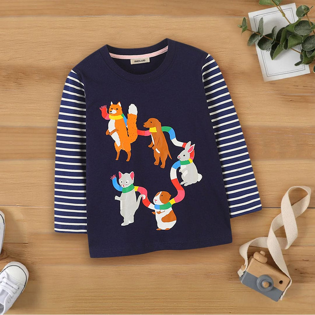Boys Animal Print Full Sleeves T-shirt