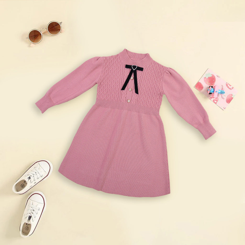 Girls Woolen Sweater Dress Casual Dresses   