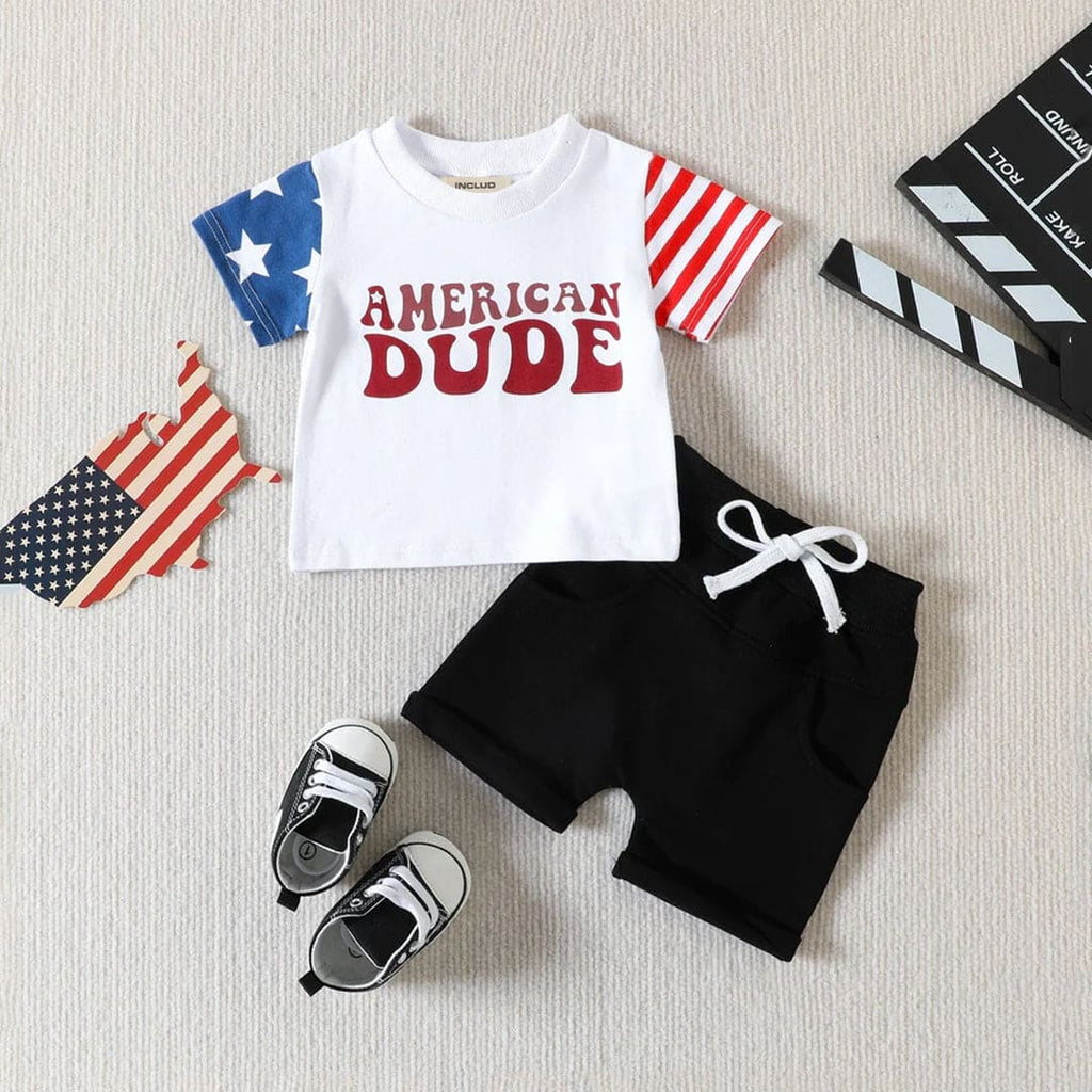 Boys Graphic Print T-shirt With Shorts Set