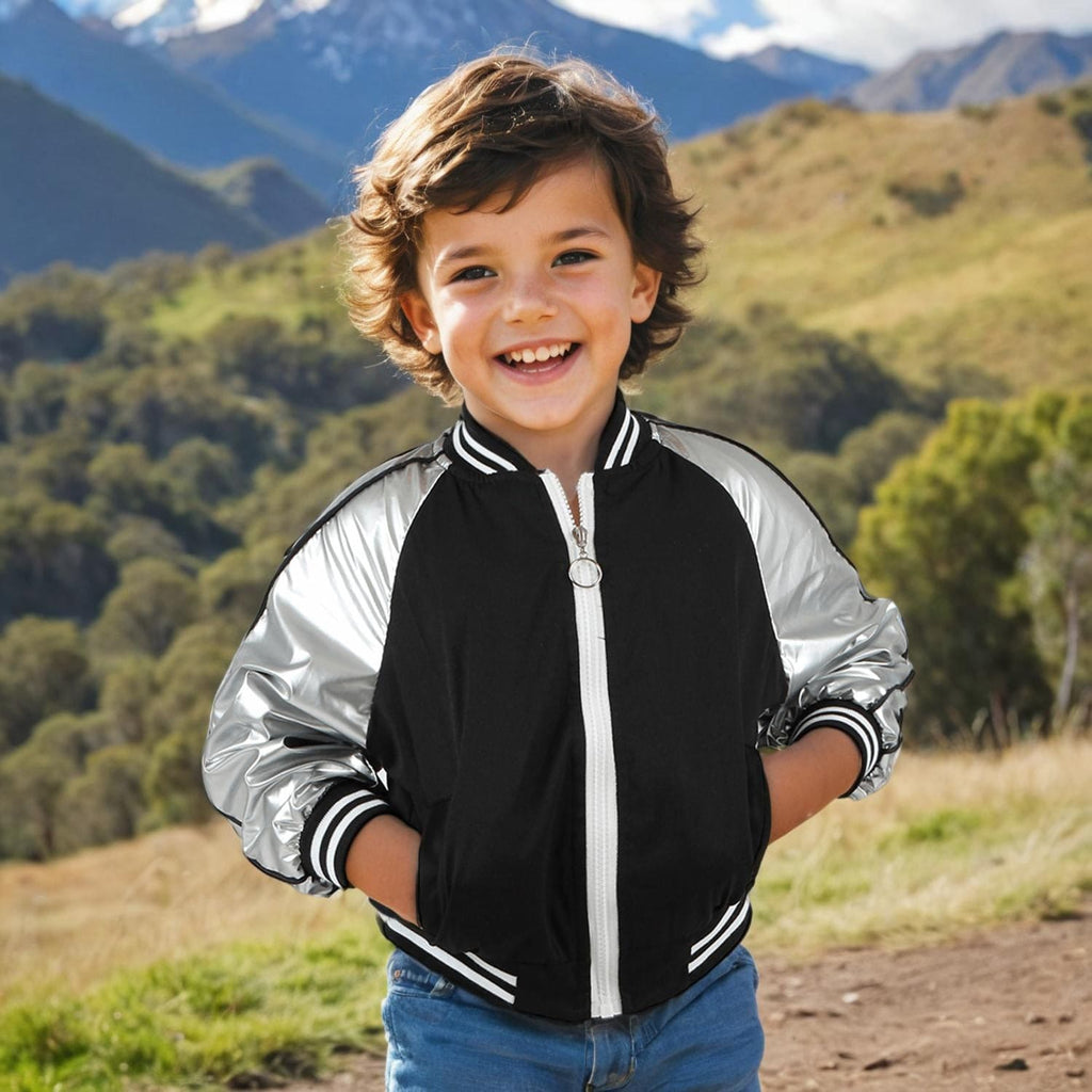 Boys Silver Metallic Varsity Jacket Coats & Jackets Silver 1-2 Y 