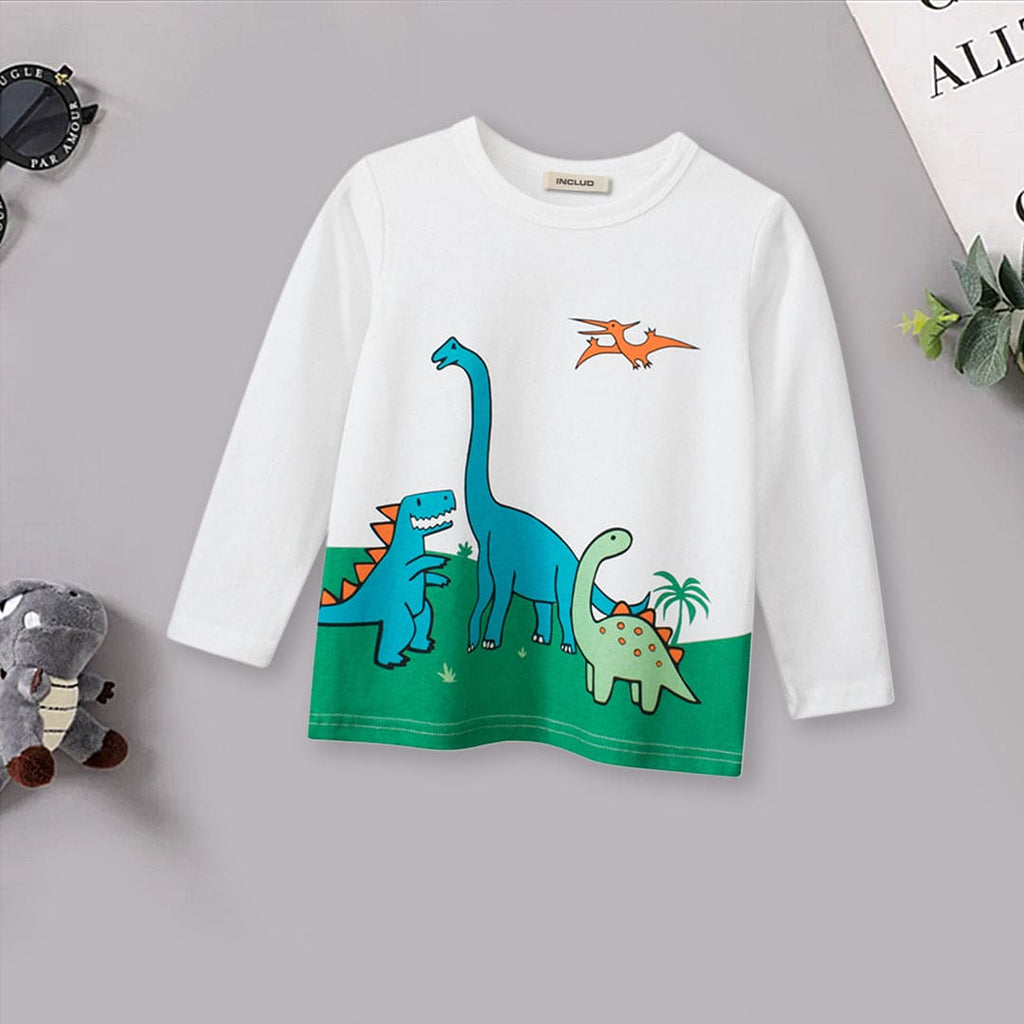 Boys Dinosaur Print Full Sleeves T-shirt