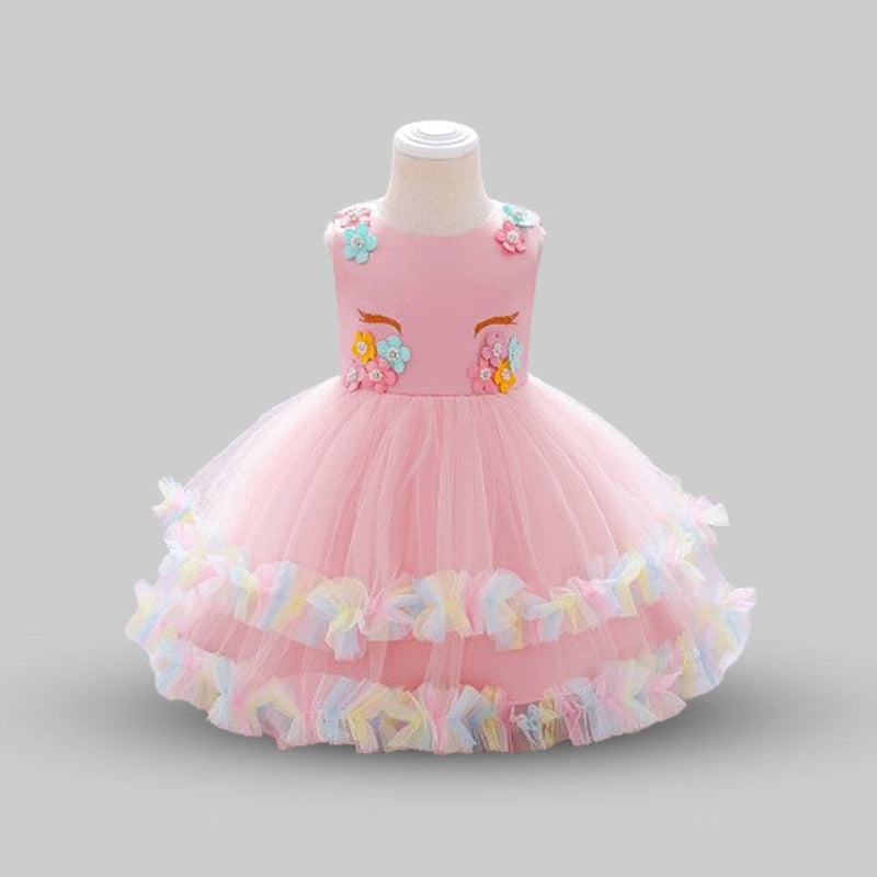 Unicorn Flower Dress Casual Dresses Pink 1-2 Y 