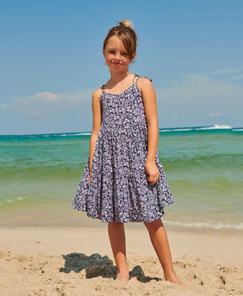 Girls Floral Printed Tiered Casual Dress