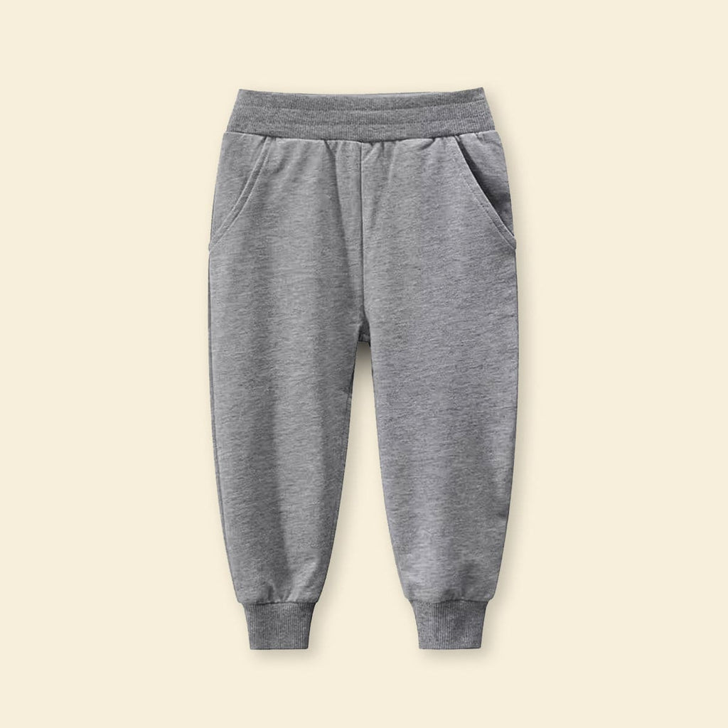 Boys Grey Solid Long Length Joggers Pants Grey 18 - 24 M