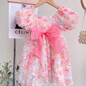 Girls Party Dress with Bow Casual Dresses   