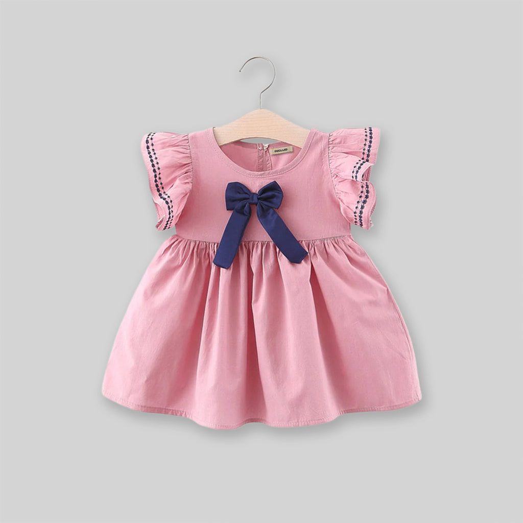 Girls Solid Fit & Flare Casual Dress
