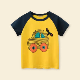 Boys Yellow Raglan Sleeve Graphic T-Shirt Tshirts Yellow 18 - 24 M