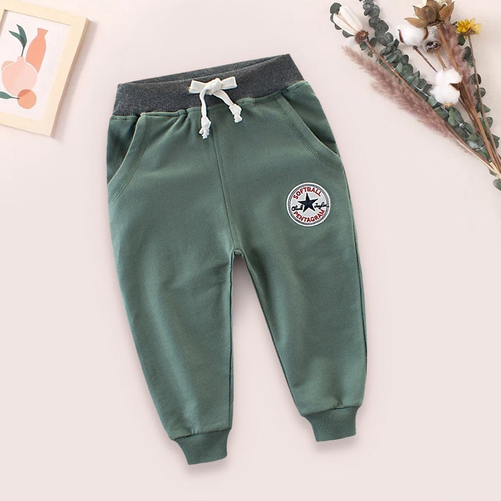 Boys Green Joggers with Drawstring