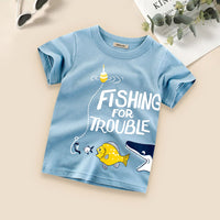 Shark Print Tshirt Tshirts Sky Blue 1-2 Y 