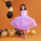 Girls Lilac Glitter Tulle Party Dress with Beaded Straps
