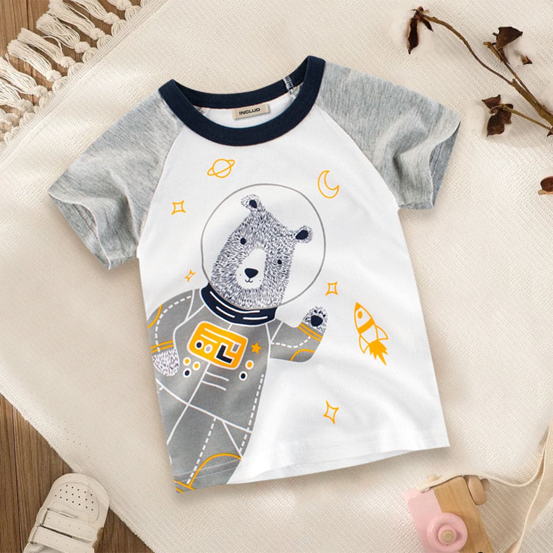 Bear Print Tshirt Tshirts White 1-2 Y 