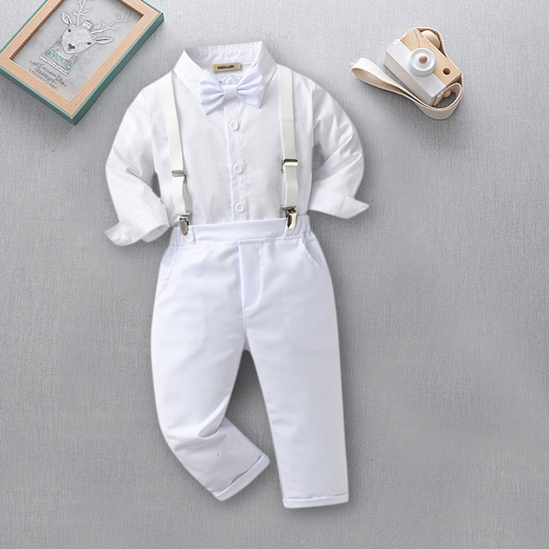 Boys Shirt with Suspender Trousers Set 2 pc. Sets White 1-2 Y 