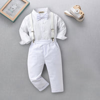 Boys Shirt with Suspender Trousers Set 2 pc. Sets White 1-2 Y 