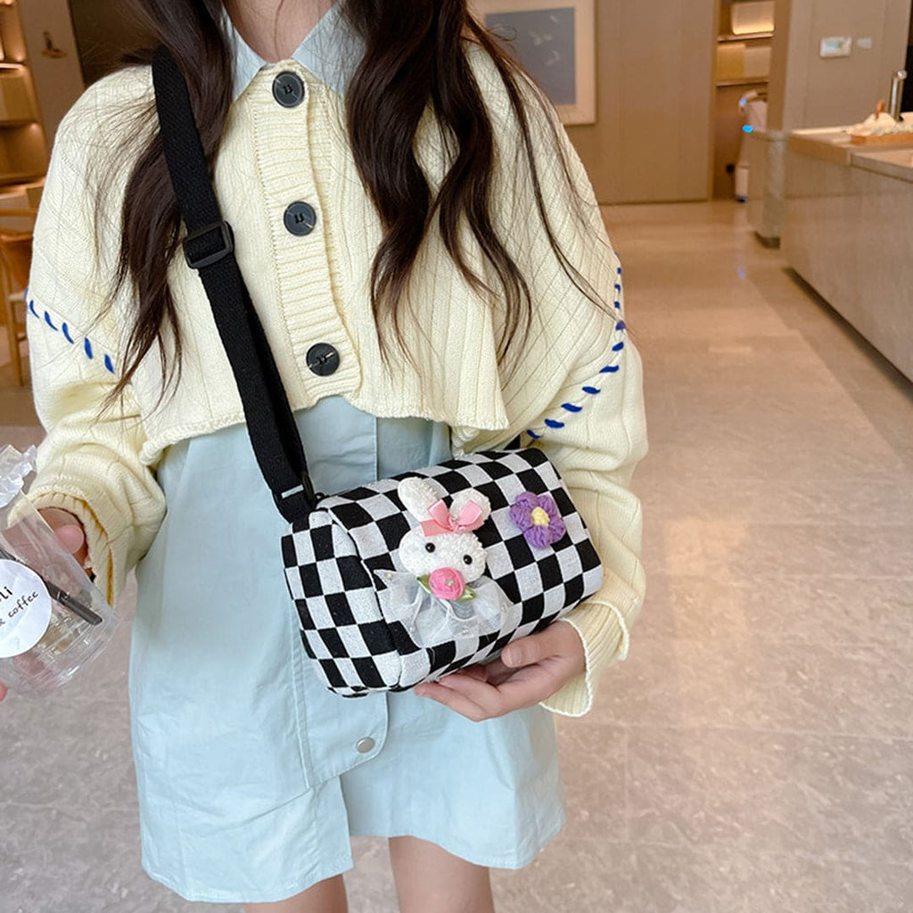 Girls Checkered Casual Sling Bag