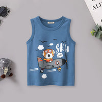 Boys Round Neck Graphic Vest Tshirts Blue 1-2 Y 