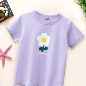 Girls Purple  Graphic Print Tshirt Tshirts Purple 1-2 Y 